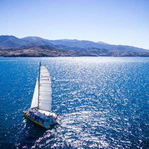 catamaran navivoile croisiere grillade et baignade en baie de paulilles au depart de canet en roussillon ou port vendres