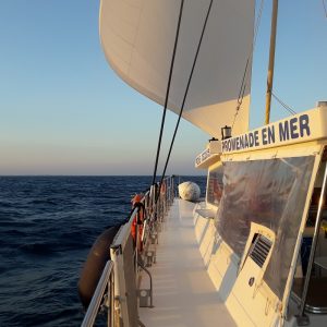 catamaran navivoile excursion en bateau à la voile au départ de canet en roussillon en face de port barcares